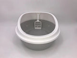 YES4PETS 2 x Grey Round Portable Cat Toilet Litter Box Tray with Scoop