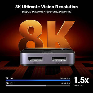 UGREEN 15708 2-in-1 DisplayPort Switch 8K DP 1.4 Bidirectional Display Port Splitter