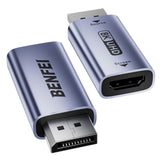 BENFEI 000457GY DP Male to HDMI Female Adapter 8K/60Hz Nickel/Nickel Aluminum Shell Dark Gray Laser Engraved