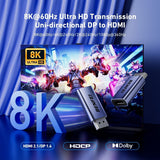 BENFEI 000457GY DP Male to HDMI Female Adapter 8K/60Hz Nickel/Nickel Aluminum Shell Dark Gray Laser Engraved