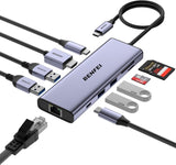 BENFEI 000495GY 10-in-1 USB C Hub 4K HDMI + RJ45 + 100W PD + USB-C + USB x 4 +TF/SD Reader In Australia - Darrahopens