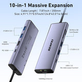 BENFEI 000495GY 10-in-1 USB C Hub 4K HDMI + RJ45 + 100W PD + USB-C + USB x 4 +TF/SD Reader In Australia - Darrahopens