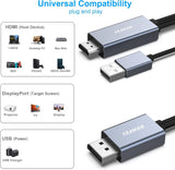 BENFEI 344GY-1M HDMI to DisplayPort Unidirectional 4K Active Cable with USB Powered 1M
