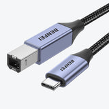 BENFEI 405GY-2M USB B to USB C Printer Cable, Nylon Braided, Premium Aluminium Alloy Case 2M