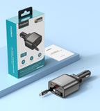 CHOETECH TC0033 105W USB-C+USB-A Fast car charger with Stretchable USB-C + Lightning cables