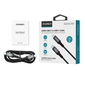 CHOETECH XCC-1040 USB-C M to M 240W Super Fast Speed Gen3 Cable 1.2M