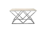 Alsea Console Table Silver Base - White Marble