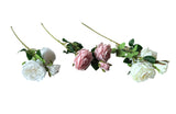 Artificial 3 Stem Roses Set of 2 Bunch 60cm - Soft Pink