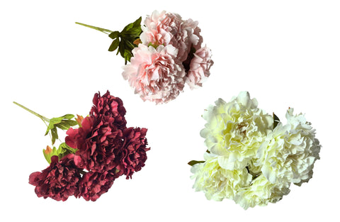 Artificial Bloomed Peony Set of 2 Bunch 45cm - White