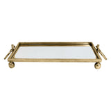 Eliza Small Rectangle Iron Mirror Tray with Handles - Gold