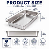 Commercial Stainless Steel GN 1/1 100mm Deep Gastronorm Bain Marie Buffet Steam Table Food Pan with Lid In Australia - Darrahopens