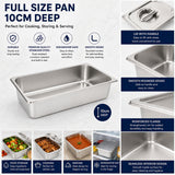 Commercial Stainless Steel GN 1/1 100mm Deep Gastronorm Bain Marie Buffet Steam Table Food Pan with Lid