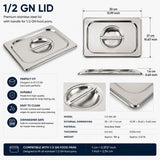 Commercial Stainless Steel GN 1/2 100mm Deep Gastronorm Bain Marie Buffet Steam Table Food Pan with Lid In Australia - Darrahopens