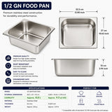 Commercial Stainless Steel GN 1/2 100mm Deep Gastronorm Bain Marie Buffet Steam Table Food Pan with Lid In Australia - Darrahopens