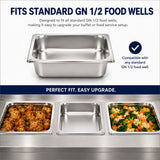 Commercial Stainless Steel GN 1/2 150mm Deep Gastronorm Bain Marie Buffet Steam Table Food Pan