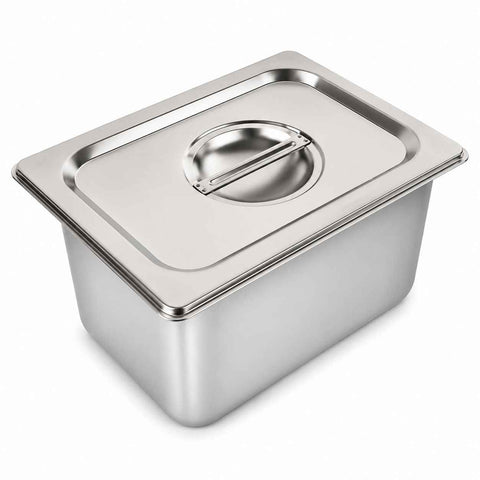 Commercial Stainless Steel GN 1/2 150mm Deep Gastronorm Bain Marie Buffet Steam Table Food Pan with Lid In Australia - Darrahopens