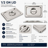 Commercial Stainless Steel GN 1/2 150mm Deep Gastronorm Bain Marie Buffet Steam Table Food Pan with Lid In Australia - Darrahopens