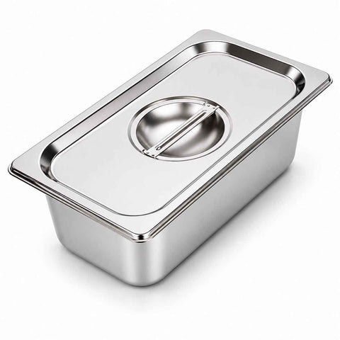 Commercial Stainless Steel GN 1/3 100mm Deep Gastronorm Bain Marie Buffet Steam Table Food Pan with Lid In Australia - Darrahopens