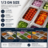 Commercial Stainless Steel GN 1/3 100mm Deep Gastronorm Bain Marie Buffet Steam Table Food Pan with Lid In Australia - Darrahopens