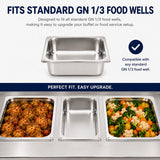 Commercial Stainless Steel GN 1/3 100mm Deep Gastronorm Bain Marie Buffet Steam Table Food Pan with Lid