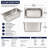 Commercial Stainless Steel GN 1/3 150mm Deep Gastronorm Bain Marie Buffet Steam Table Food Pan In Australia - Darrahopens