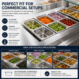 Commercial Stainless Steel GN 1/4 100mm Deep Gastronorm Bain Marie Buffet Steam Table Food Pan
