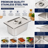 Commercial Stainless Steel GN 1/4 100mm Deep Gastronorm Bain Marie Buffet Steam Table Food Pan with Lid In Australia - Darrahopens
