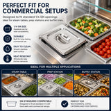 Commercial Stainless Steel GN 1/4 100mm Deep Gastronorm Bain Marie Buffet Steam Table Food Pan with Lid In Australia - Darrahopens