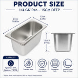 Commercial Stainless Steel GN 1/4 150mm Deep Gastronorm Bain Marie Buffet Steam Table Food Pan In Australia - Darrahopens