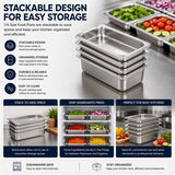 Commercial Stainless Steel GN 1/4 150mm Deep Gastronorm Bain Marie Buffet Steam Table Food Pan In Australia - Darrahopens