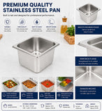 Commercial Stainless Steel GN 1/6 100mm Deep Gastronorm Bain Marie Buffet Steam Table Food Pan