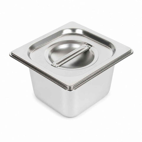 Commercial Stainless Steel GN 1/6 100mm Deep Gastronorm Bain Marie Buffet Steam Table Food Pan with Lid In Australia - Darrahopens