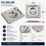 Commercial Stainless Steel GN 1/6 100mm Deep Gastronorm Bain Marie Buffet Steam Table Food Pan with Lid In Australia - Darrahopens