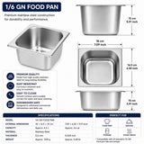 Commercial Stainless Steel GN 1/6 150mm Deep Gastronorm Bain Marie Buffet Steam Table Food Pan In Australia - Darrahopens