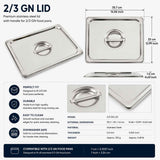 Commercial Stainless Steel GN 2/3 100mm Deep Gastronorm Bain Marie Buffet Steam Table Food Pan with Lid In Australia - Darrahopens
