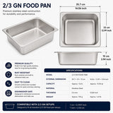 Commercial Stainless Steel GN 2/3 100mm Deep Gastronorm Bain Marie Buffet Steam Table Food Pan with Lid In Australia - Darrahopens