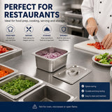 Commercial Stainless Steel GN 2/3 100mm Deep Gastronorm Bain Marie Buffet Steam Table Food Pan with Lid In Australia - Darrahopens