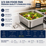 Commercial Stainless Steel GN 2/3 150mm Deep Gastronorm Bain Marie Buffet Steam Table Food Pan In Australia - Darrahopens