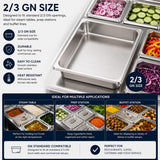 Commercial Stainless Steel GN 2/3 150mm Deep Gastronorm Bain Marie Buffet Steam Table Food Pan In Australia - Darrahopens