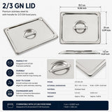 Commercial Stainless Steel GN 2/3 150mm Deep Gastronorm Bain Marie Buffet Steam Table Food Pan with Lid In Australia - Darrahopens