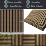 4 Pcs 60cm x 60cm Wall Panel Wood Slat Acoustic Panels Sound Absorbing Proof Panel for Wall Ceiling Decorative Walnut