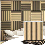 4 Pcs 60cm x 60cm Wall Panel Wood Slat Acoustic Panels Sound Absorbing Proof Panel for Wall Ceiling Decorative Oak