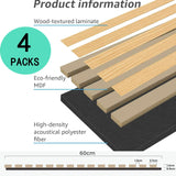 4 Pcs 60cm x 60cm Wall Panel Wood Slat Acoustic Panels Sound Absorbing Proof Panel for Wall Ceiling Decorative Oak