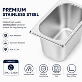 Commercial Stainless Steel GN 1/9 100mm Deep Gastronorm Bain Marie Buffet Steam Table Food Pan with Lid In Australia - Darrahopens