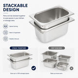 Commercial Stainless Steel GN 1/9 100mm Deep Gastronorm Bain Marie Buffet Steam Table Food Pan with Lid In Australia - Darrahopens
