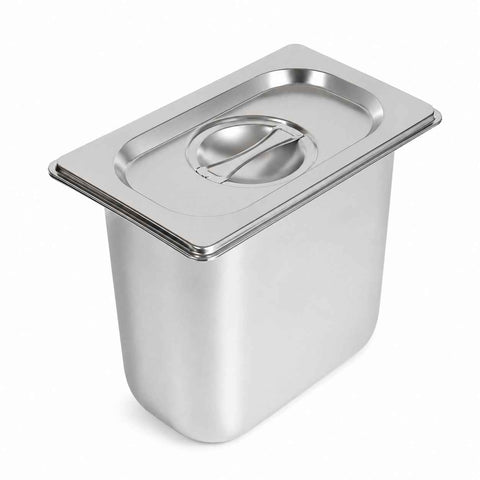 Commercial Stainless Steel GN 1/9 150mm Deep Gastronorm Bain Marie Buffet Steam Table Food Pan with Lid In Australia - Darrahopens