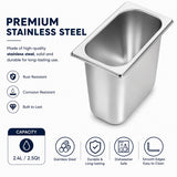 Commercial Stainless Steel GN 1/9 150mm Deep Gastronorm Bain Marie Buffet Steam Table Food Pan with Lid In Australia - Darrahopens
