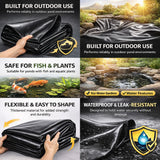 Heavy Duty 0.5mm HDPE Pond Liner Waterproof Sheet 4.5m x 6m for Garden & Fish Ponds