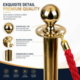 Gold Queue Barrier Stanchion Set of 2 with Red Velvet Rope Crowd Control Bollards
