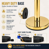 Gold Queue Barrier Stanchion Set of 2 with Red Velvet Rope Crowd Control Bollards